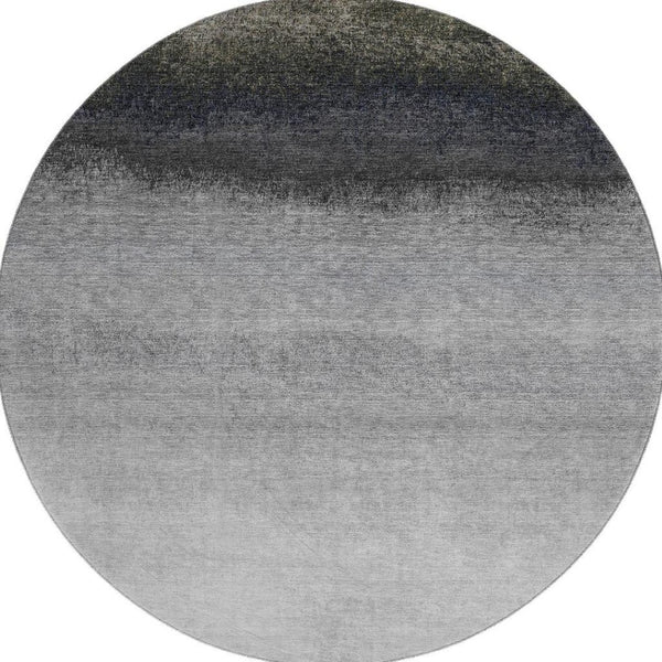 HomeRoots 8' X 10' Silver Gray to Black Ombre Washable Area Rug - Stylish, Durable, UV Protected & Easy Care 710955