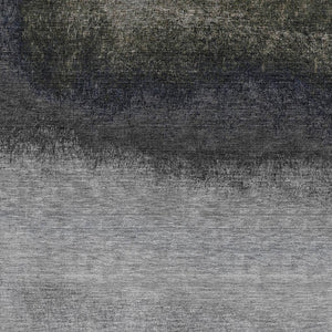 HomeRoots 9' X 12' Silver Gray to Black Ombre Area Rug - Stylish, Washable, UV Protected, Ideal for High Traffic Areas 710956