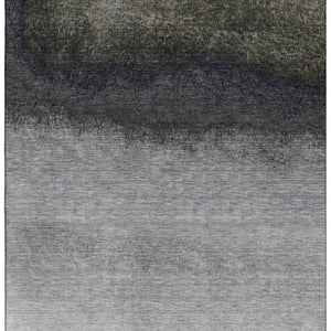 HomeRoots 9' X 12' Silver Gray to Black Ombre Area Rug - Stylish, Washable, UV Protected, Ideal for High Traffic Areas 710956