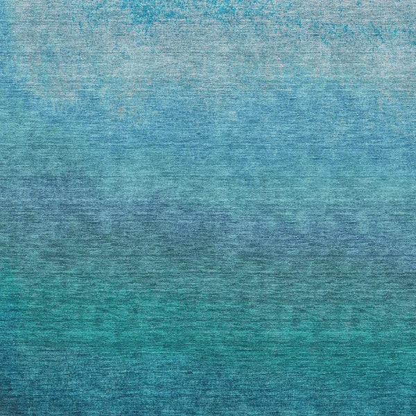 HomeRoots 5' Teal to Sky Blue Ombre Washable Area Rug – Soft, Durable, UV-Protected for Modern Homes! 710959