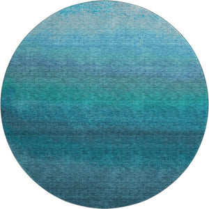 HomeRoots 8' X 10' Ombre Teal & Sky Blue Washable Area Rug with UV Protection for Family-Friendly Spaces 710961
