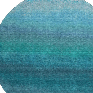 HomeRoots 8' X 10' Ombre Teal & Sky Blue Washable Area Rug with UV Protection for Family-Friendly Spaces 710961