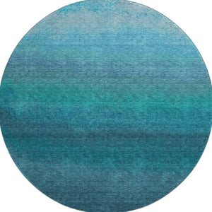HomeRoots 8' X 10' Ombre Teal & Sky Blue Washable Area Rug with UV Protection for Family-Friendly Spaces 710961