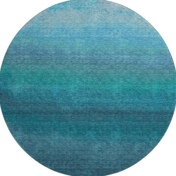 HomeRoots 8' X 10' Ombre Teal & Sky Blue Washable Area Rug with UV Protection for Family-Friendly Spaces 710961