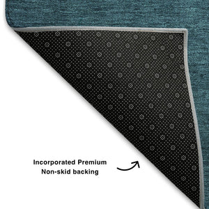 HomeRoots 10' Teal to Sky Blue Ombre Washable Area Rug - UV Protected, Durable, Stylish for High-Traffic Spaces 710963