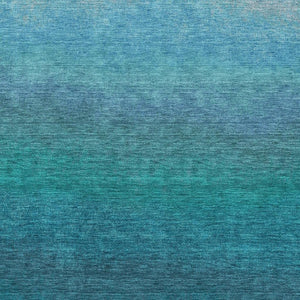 HomeRoots 10' Teal to Sky Blue Ombre Washable Area Rug - UV Protected, Durable, Stylish for High-Traffic Spaces 710963