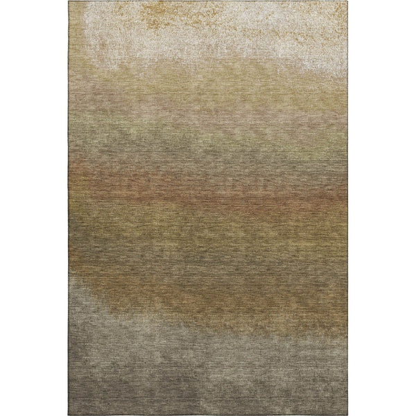 HomeRoots 5' X 8' Modern Ombre Taupe Beige & Gold Area Rug - Washable, UV-Protected, Stain-Resistant, Non-Slip 710965