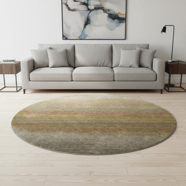 HomeRoots 8' X 10' Washable Taupe Beige & Gold Ombre Area Rug - UV Protection, Non-Slip, Stain Resistant! 710967