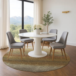 HomeRoots 8' X 10' Washable Taupe Beige & Gold Ombre Area Rug - UV Protection, Non-Slip, Stain Resistant! 710967