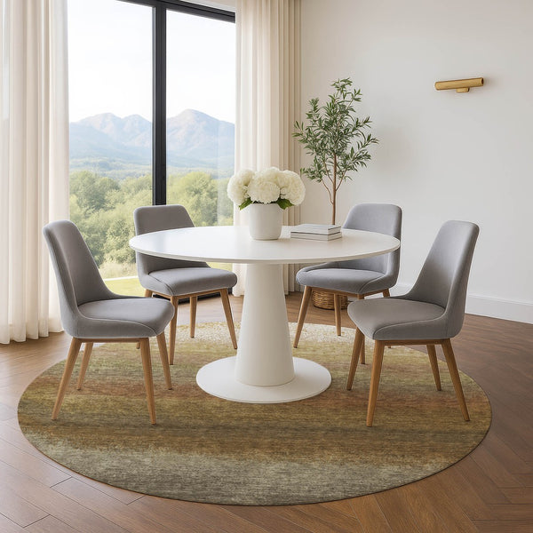 HomeRoots 8' X 10' Washable Taupe Beige & Gold Ombre Area Rug - UV Protection, Non-Slip, Stain Resistant! 710967