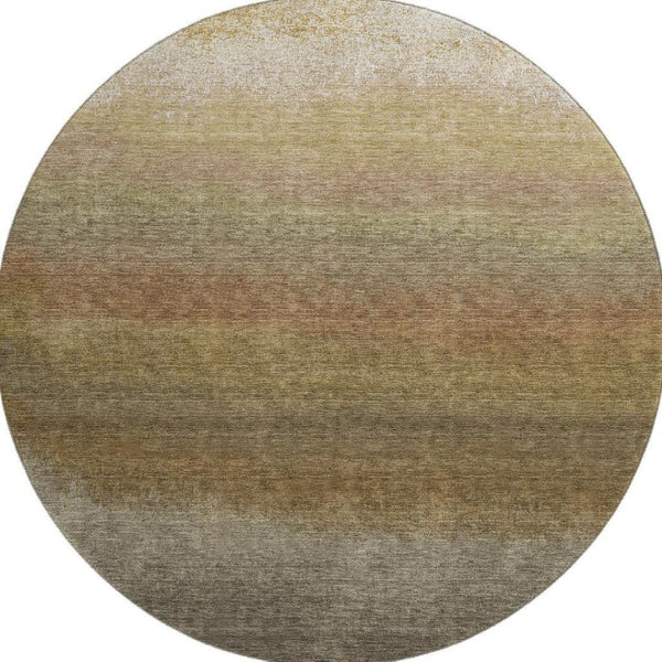 HomeRoots 8' X 10' Washable Taupe Beige & Gold Ombre Area Rug - UV Protection, Non-Slip, Stain Resistant! 710967