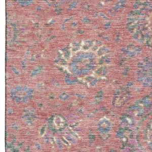 HomeRoots 5' X 8' Coral Blue & Ivory Oriental Area Rug - Washable, Stain Resistant, UV Protected & Non-Slip! 710971