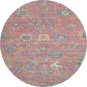 HomeRoots 8' X 10' Coral Blue & Ivory Oriental Area Rug - Washable, UV-Protected, Non-Slip for Easy Care! 710973