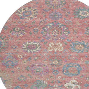 HomeRoots 8' X 10' Coral Blue & Ivory Oriental Area Rug - Washable, UV-Protected, Non-Slip for Easy Care! 710973