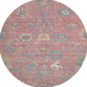 HomeRoots 8' X 10' Coral Blue & Ivory Oriental Area Rug - Washable, UV-Protected, Non-Slip for Easy Care! 710973