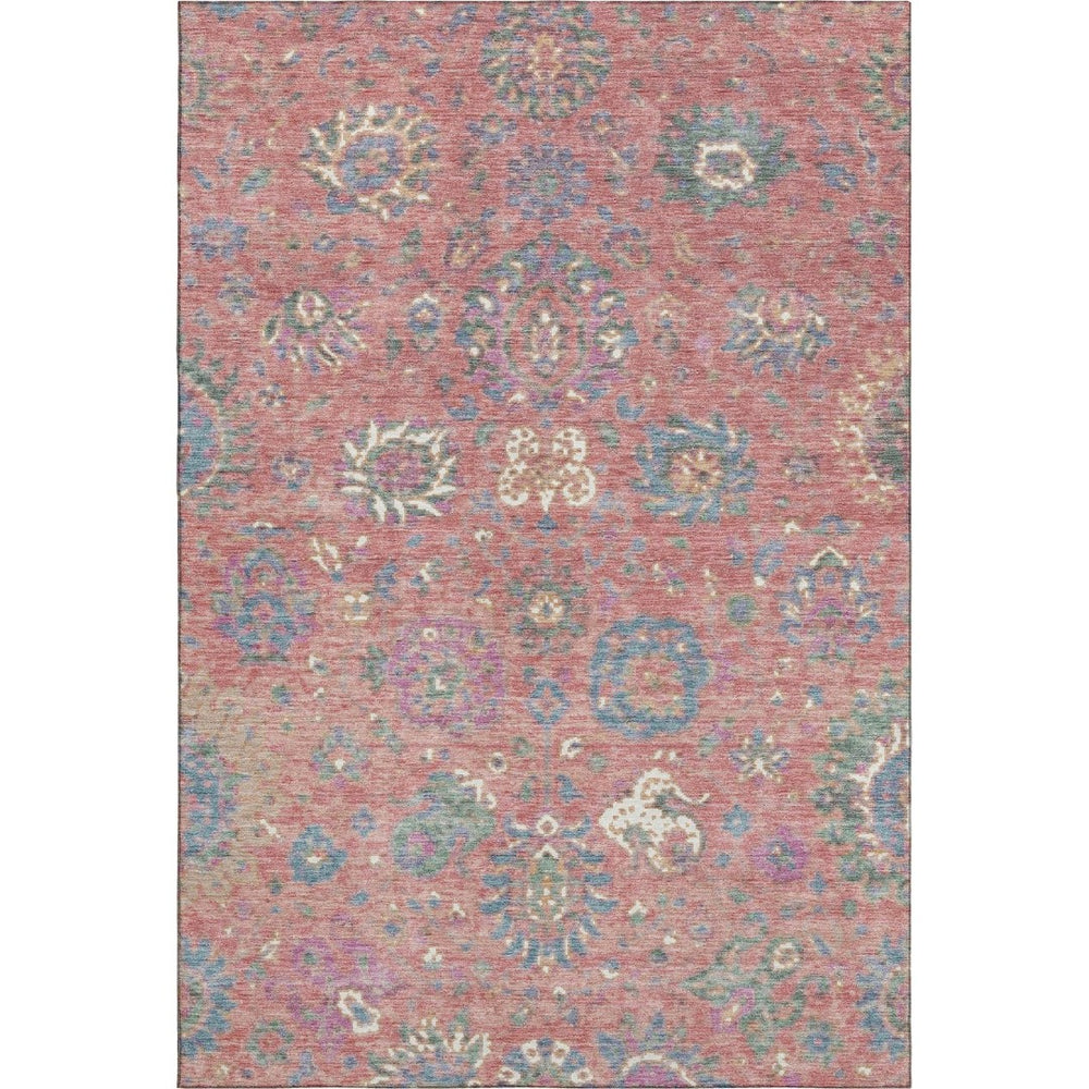HomeRoots 9' X 12' Coral Blue & Ivory Oriental Area Rug – Washable, UV Protected, Durable for Busy Homes 710974