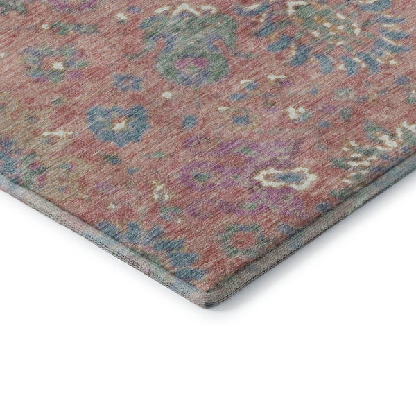 HomeRoots 10' X 14' Coral Blue & Ivory Washable Oriental Area Rug with UV Protection for Busy Homes 710975
