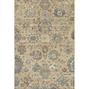 HomeRoots 5' x 8' Gold, Gray & Ivory Oriental Area Rug - Washable, UV-Protected, Stain-Resistant Design 710977