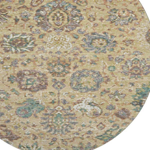 HomeRoots 8' X 10' Washable Gold Gray Ivory Oriental Area Rug with UV Protection for Stylish Family Living 710979