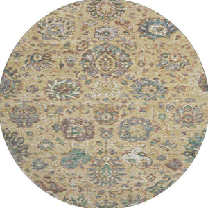 HomeRoots 8' X 10' Washable Gold Gray Ivory Oriental Area Rug with UV Protection for Stylish Family Living 710979