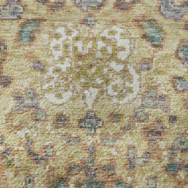 HomeRoots 9' X 12' Gold Gray Ivory Oriental Rug – Washable, UV Protected, Durable for Homes with Kids & Pets 710980