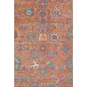 HomeRoots 9' X 12' Vibrant Oriental Washable Area Rug – Bold Orange, Blue & Pink with UV Protection & Stain Resistance 710986