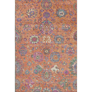HomeRoots 10' X 14' Vibrant Orange, Blue & Pink Oriental Area Rug - Durable, Washable & UV Protected for Homes 710987