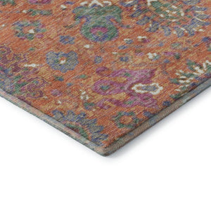 HomeRoots 10' X 14' Vibrant Orange, Blue & Pink Oriental Area Rug - Durable, Washable & UV Protected for Homes 710987