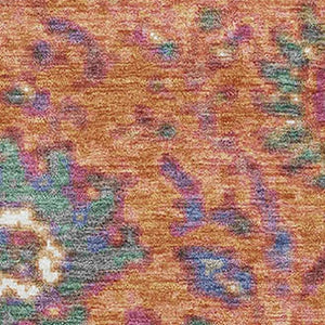 HomeRoots 10' X 14' Vibrant Orange, Blue & Pink Oriental Area Rug - Durable, Washable & UV Protected for Homes 710987