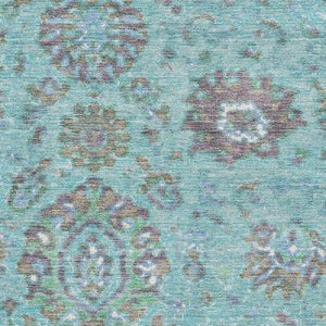 HomeRoots 5' X 8' Teal Gray Ivory Oriental Area Rug – Washable, Stain-Resistant, UV Protected for High Traffic Areas 710989