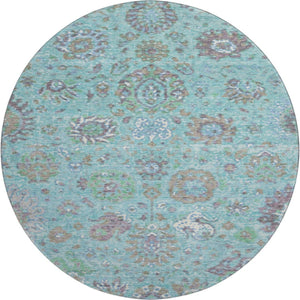 HomeRoots 8' X 10' Teal Gray & Ivory Oriental Washable Area Rug – Stain Resistant with UV Protection, Soft Comfort! 710991