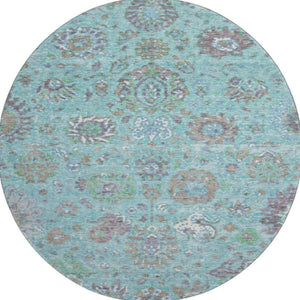 HomeRoots 8' X 10' Teal Gray & Ivory Oriental Washable Area Rug – Stain Resistant with UV Protection, Soft Comfort! 710991