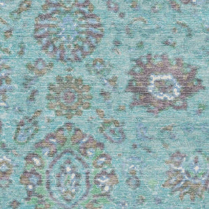 HomeRoots 9' X 12' Teal Gray Ivory Oriental Area Rug - Washable, UV Protected, Stain Resistant, Non-Slip Backing 710992