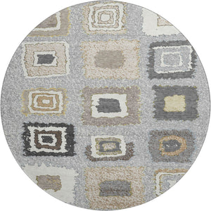 HomeRoots 8' x 10' Gray Ivory Beige Geometric Washable Area Rug – Durable, Stylish, UV-Protected & Stain Resistant! 710997