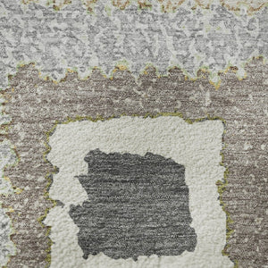 HomeRoots 8' x 10' Gray Ivory Beige Geometric Washable Area Rug – Durable, Stylish, UV-Protected & Stain Resistant! 710997