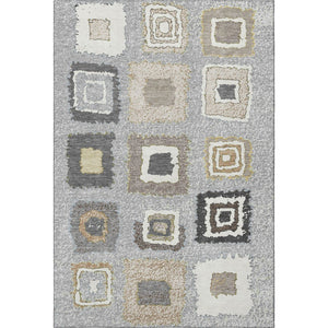 HomeRoots 9' X 12' Gray Ivory Beige Geometric Area Rug - Durable, Washable, UV-Protected for High Traffic Spaces 710998