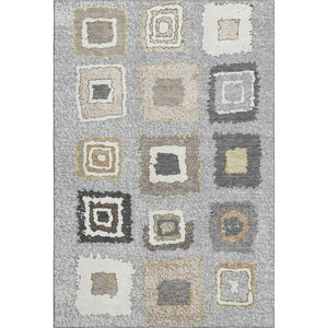 HomeRoots 10' X 14' Stylish Gray Ivory Beige Geometric Area Rug - Washable, UV Protected, Durable for Homes 710999
