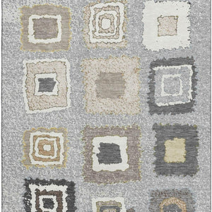 HomeRoots 10' X 14' Stylish Gray Ivory Beige Geometric Area Rug - Washable, UV Protected, Durable for Homes 710999
