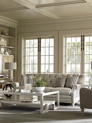 Lexington Saddlebrook Rectangular Cocktail Table - Elegant Mahogany Design With Beveled Glass Top And Shelf Oyster  714-943