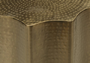 English Elm Accent Table - Modern Gold Drum Design, Handcrafted Scalloped Texture, Perfect For Living Room & Bedroom B2710P219442