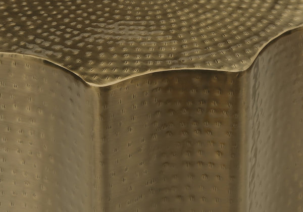 English Elm Accent Table - Modern Gold Drum Design, Handcrafted Scalloped Texture, Perfect For Living Room & Bedroom B2710P219442
