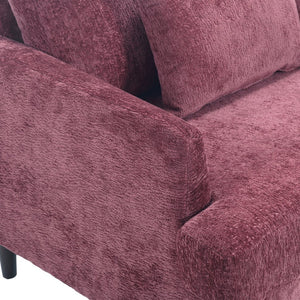 English Elm Mid Century Modern chenille loveseat with solid wood frame, detachable cushions, breathable fabric couch WINE RED W395P151897