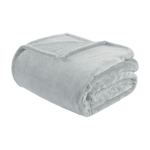 JLA Home Intelligent Design - Oversized Microlight Plush Blanket—OEKO-TEX Certified, Cloud-Soft Lofty Throw for Year-Round Comfort Grey ID51-827