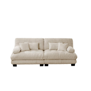 English Elm Cloud Couch 2-Seater Sofa In Light Coffee - Vintage Chenille Loveseat With Supportive Pillows & Style W714S01025