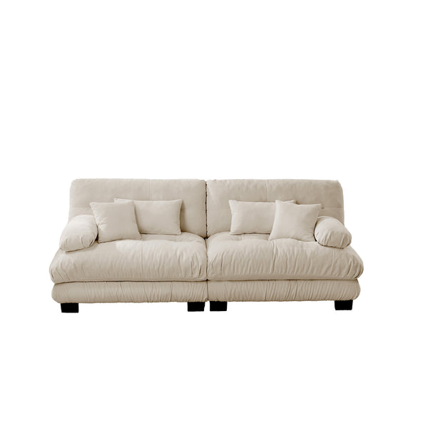 English Elm Cloud Couch 2-Seater Sofa In Light Coffee - Vintage Chenille Loveseat With Supportive Pillows & Style W714S01025