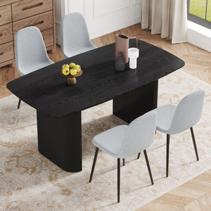 English Elm Table And Chair Set - Modern 67X35.4 Inch Black Wood Grain Mdf Dining Table With 4 Gray Chairs W1151S04157-GIGA