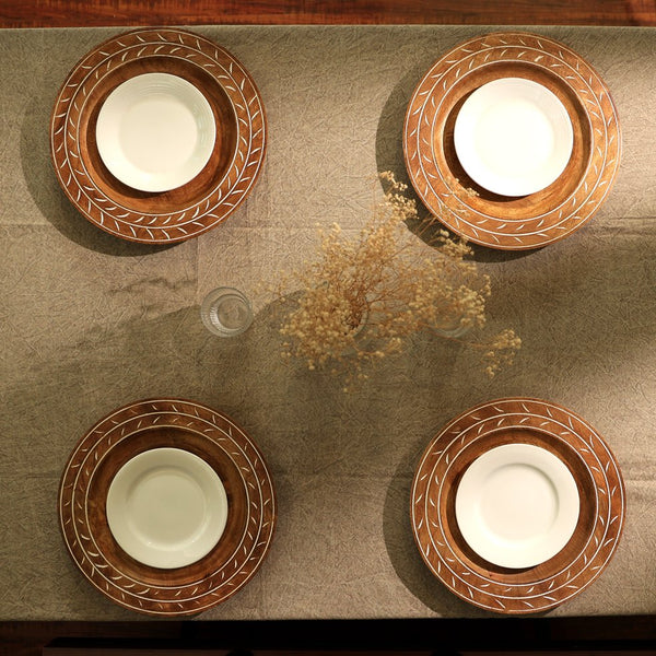 English Elm Handcrafted 13" Wooden Charger Plate - Eco-Friendly Artisan Tableware For Elegant Dining & Decor B346P321284