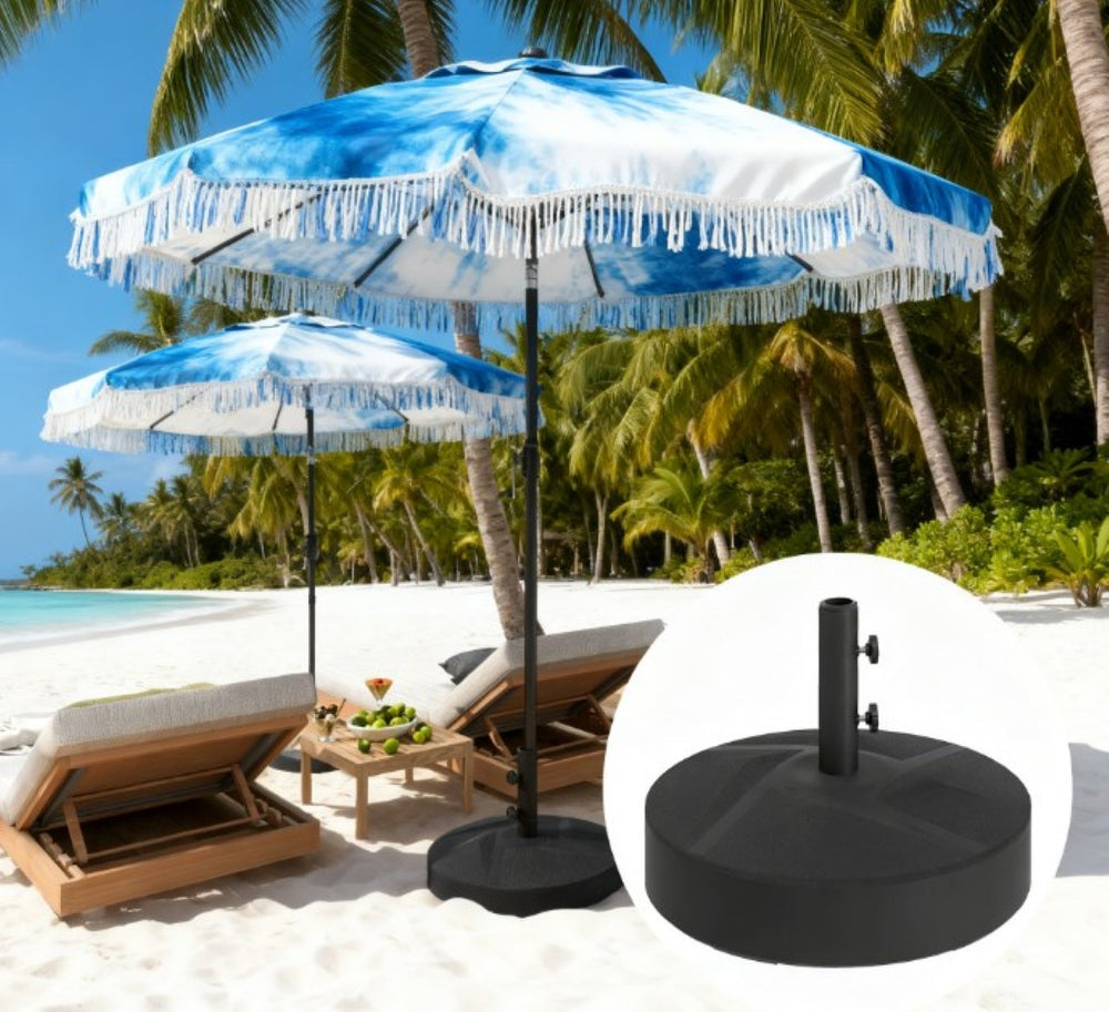 English Elm Holder Hdpe Fillable Patio Umbrella Base with Dual Knobs for Secure Outdoor Anchoring T3971P425833