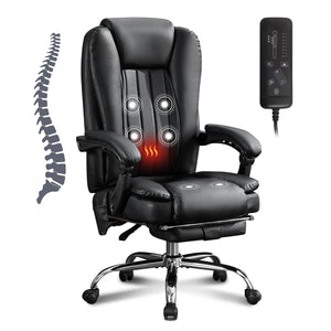 English Elm Massage Office Chair with Heat, 6 Vibration Points, Lumbar Support, Footrest, 400lb Capacity Recline W1521P299229