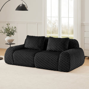 English Elm 82" Modular Sectional Sofa Flannelette Upholstery Deep Seat No Assembly Living Room Black W714P377097